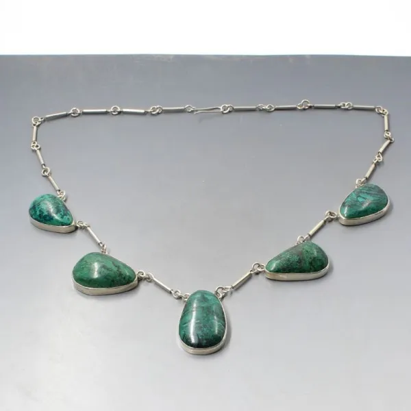Green Eliat Stone Silver Necklace
